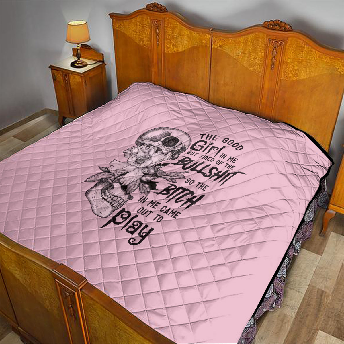 The Good Girl In Me Got Tired Skull Quilt - Wonder Print Shop