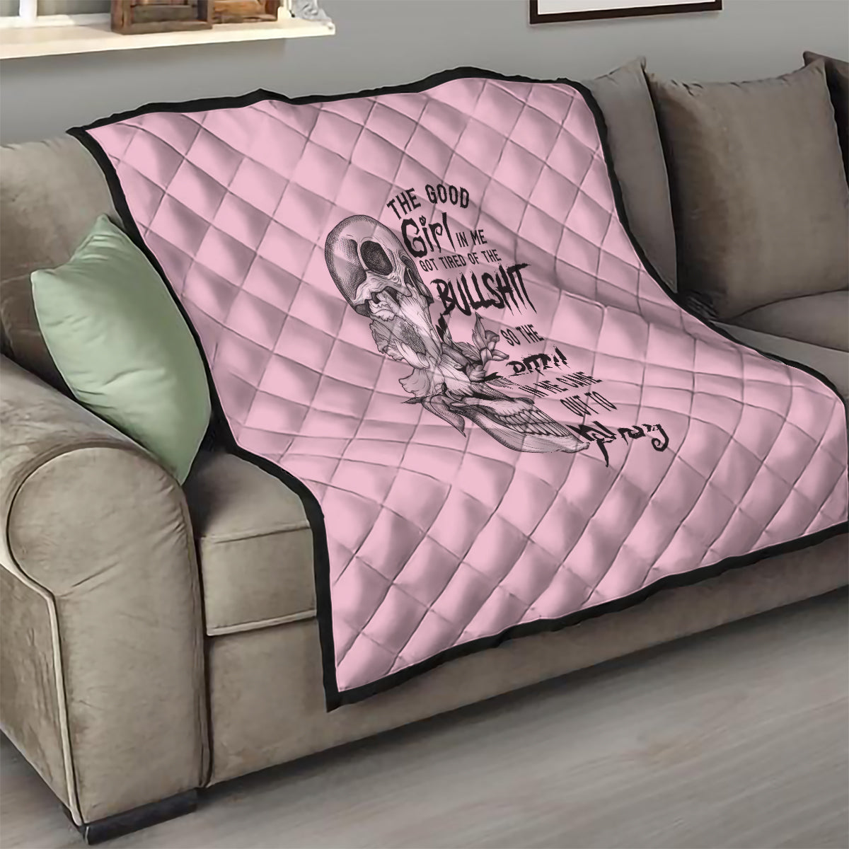 The Good Girl In Me Got Tired Skull Quilt - Wonder Print Shop
