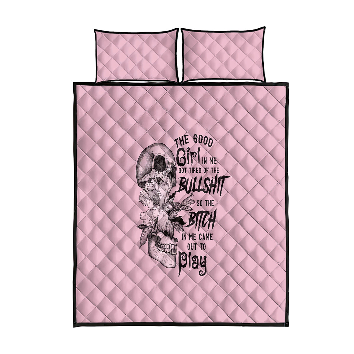 The Good Girl In Me Got Tired Skull Quilt Bed Set - Wonder Print Shop