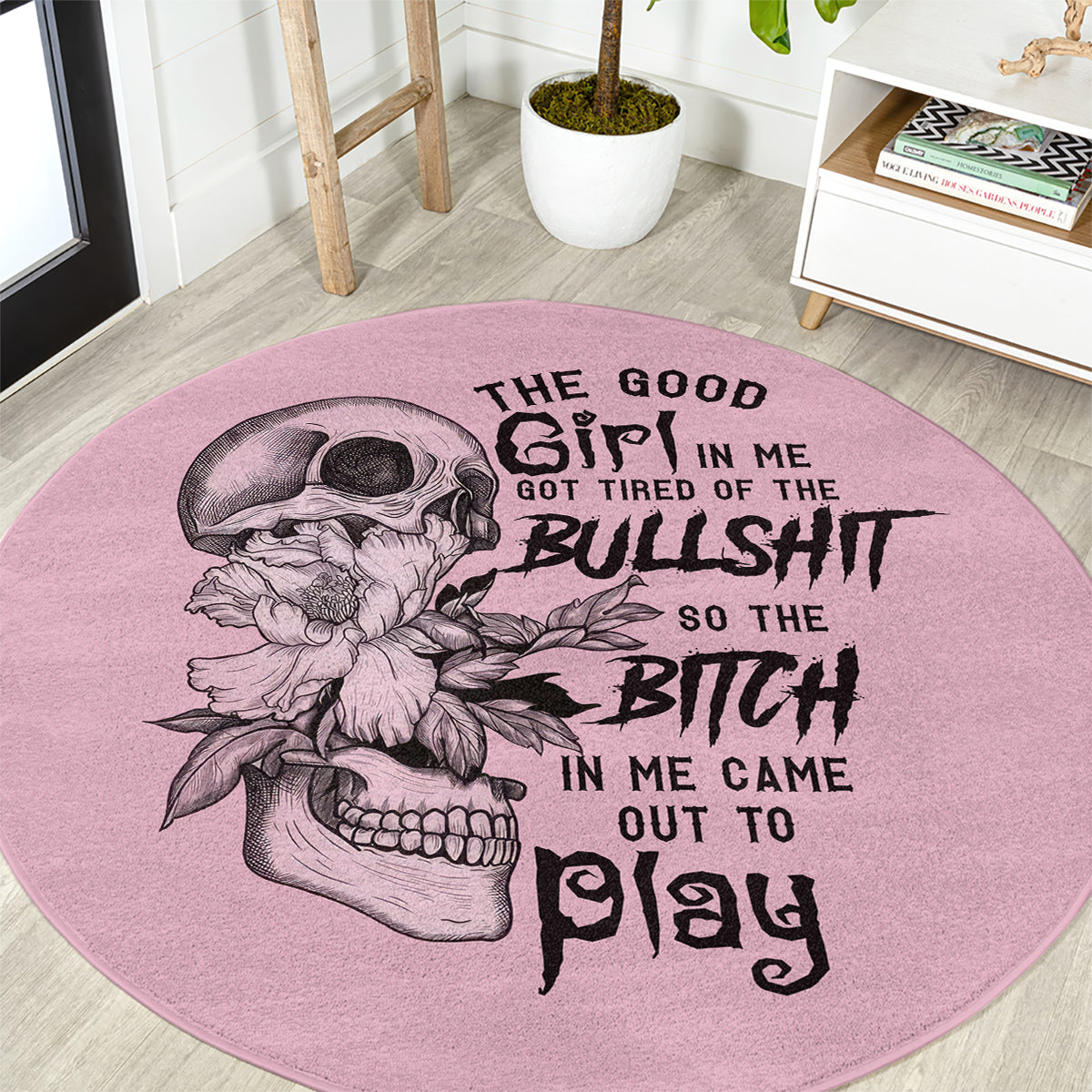 the-good-girl-in-me-got-tired-skull-round-carpet