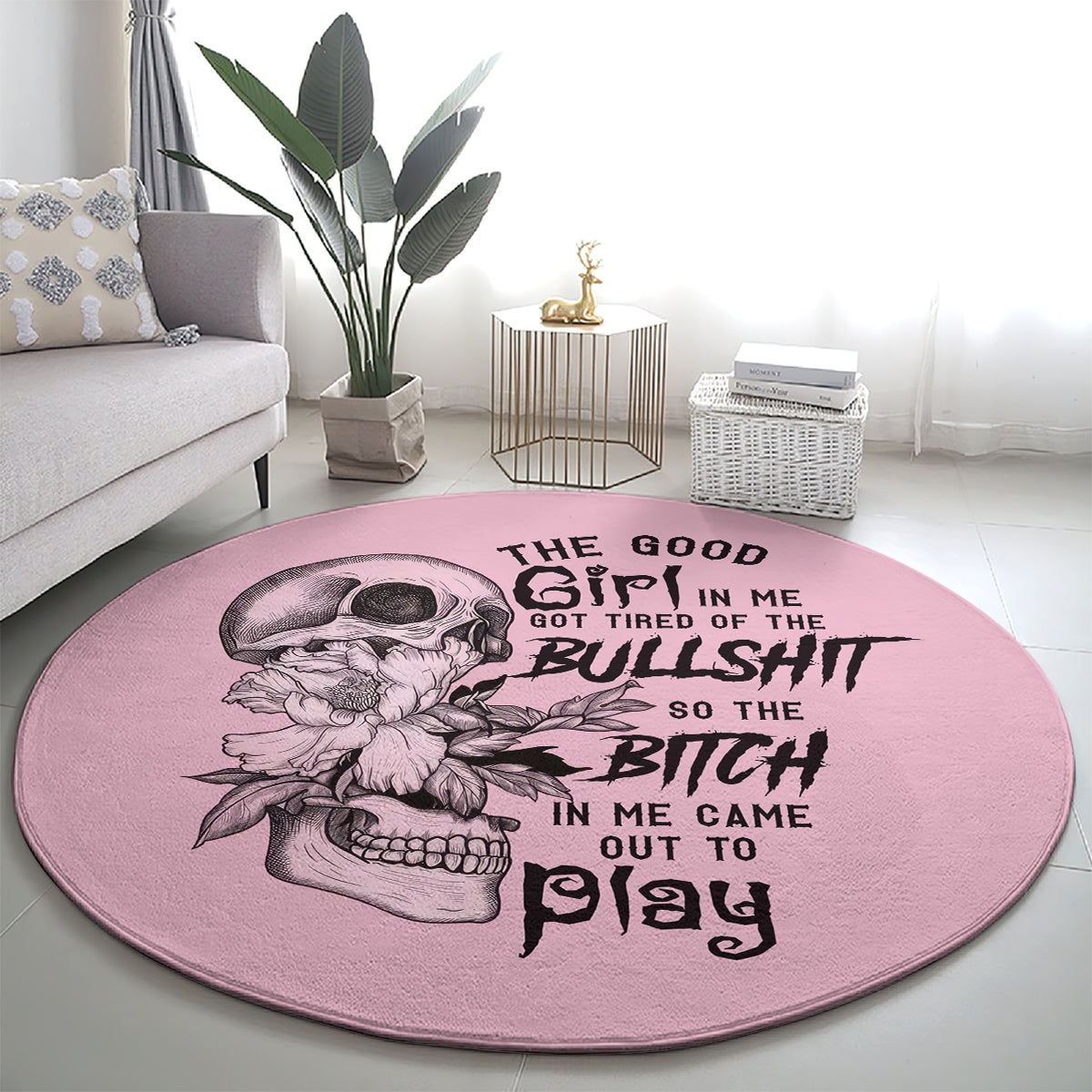 the-good-girl-in-me-got-tired-skull-round-carpet
