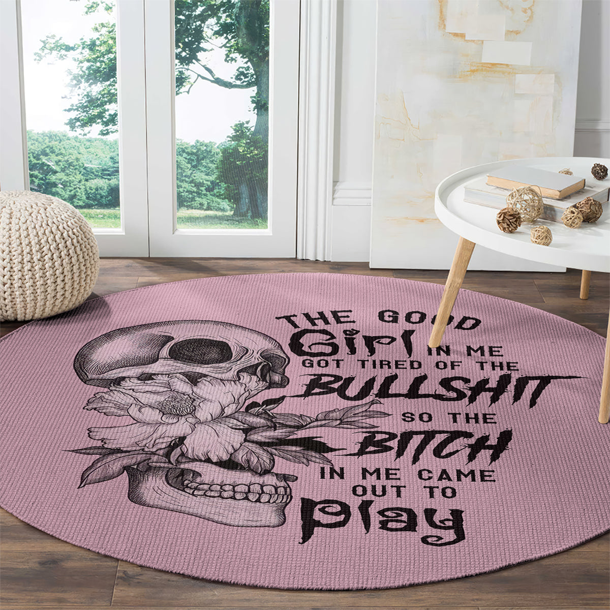 the-good-girl-in-me-got-tired-skull-round-carpet