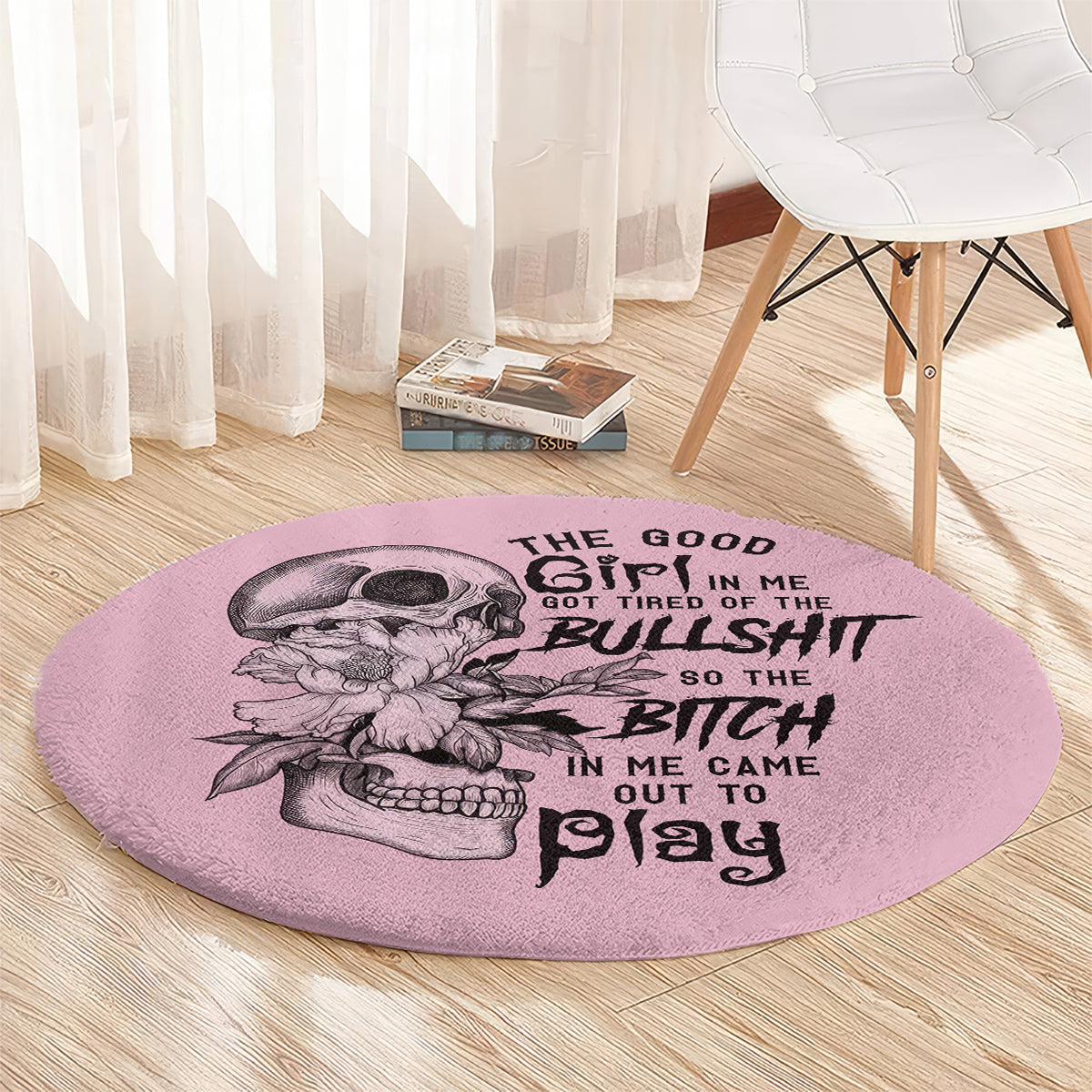 the-good-girl-in-me-got-tired-skull-round-carpet