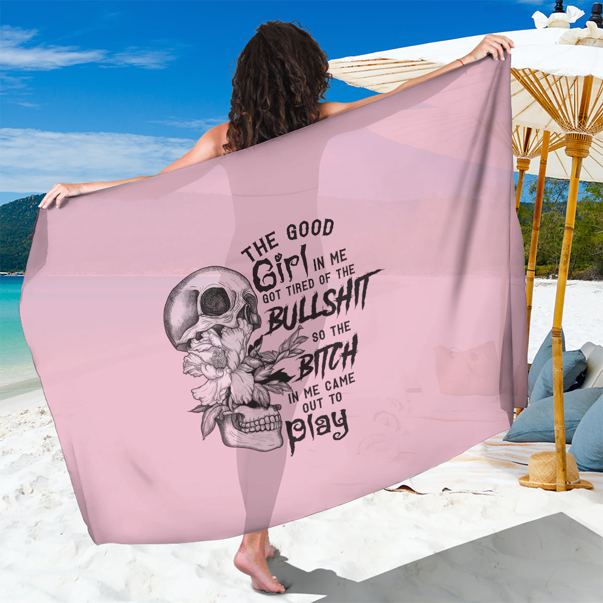 The Good Girl In Me Got Tired Skull Sarong - Wonder Print Shop