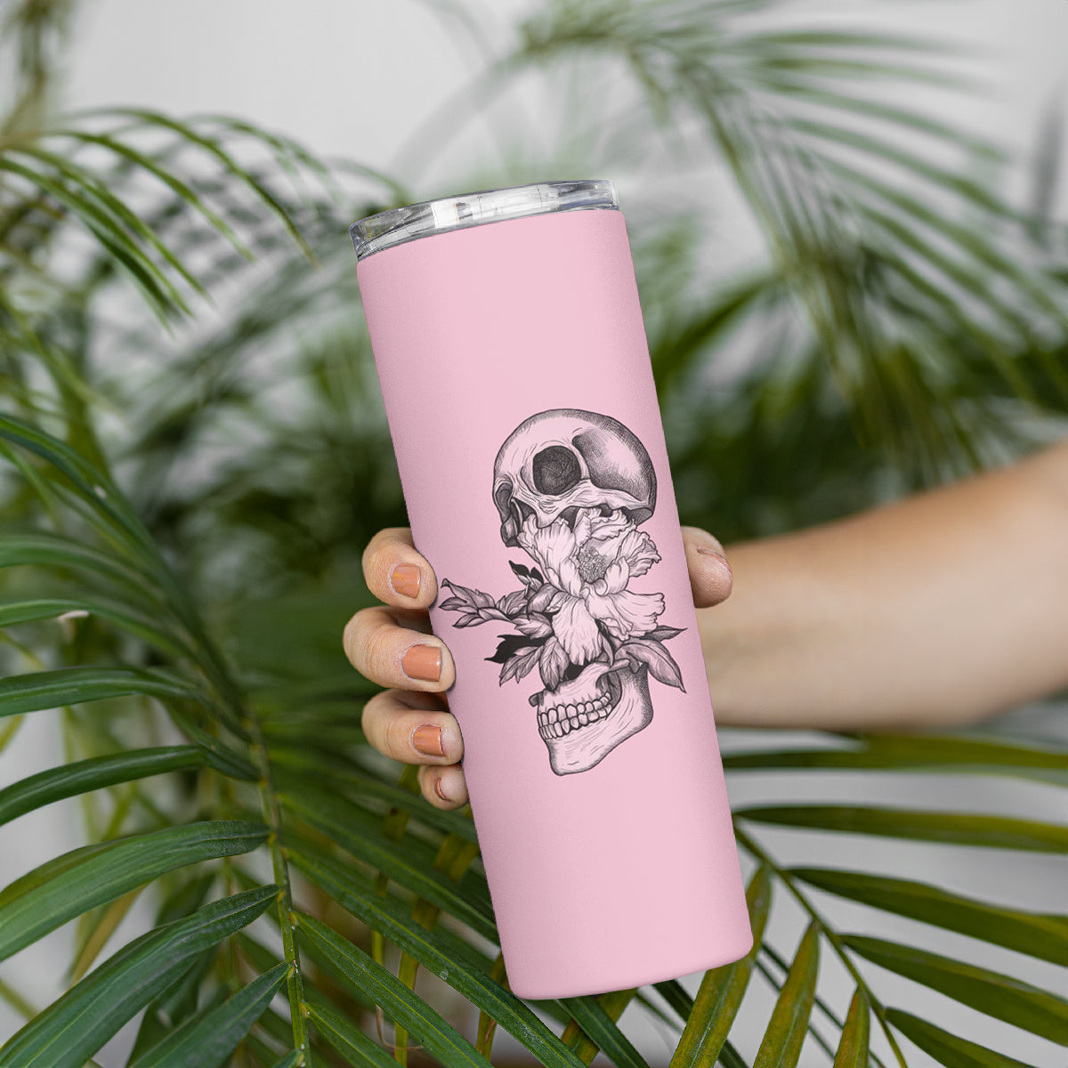 The Good Girl In Me Got Tired Skull Skinny Tumbler - Wonder Print Shop