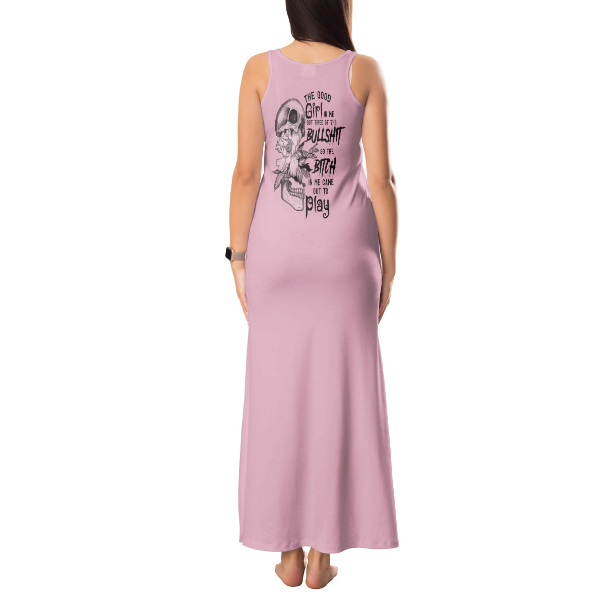 The Good Girl In Me Got Tired Skull Tank Maxi Dress - Wonder Print Shop