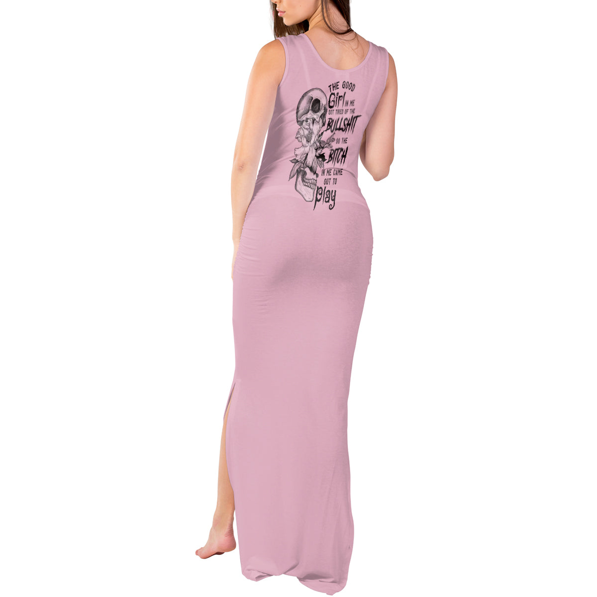 The Good Girl In Me Got Tired Skull Tank Maxi Dress - Wonder Print Shop