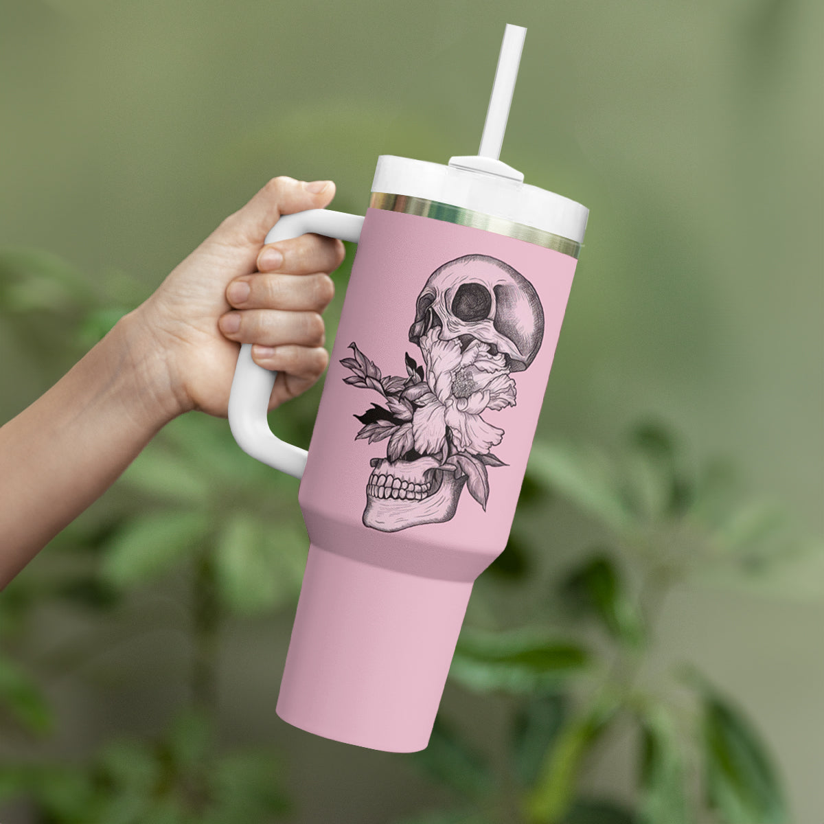 The Good Girl In Me Got Tired Skull Tumbler With Handle - Wonder Print Shop
