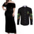 Your Demons Hide Under Your Bed Skull Halloween Couples Matching Off Shoulder Maxi Dress and Long Sleeve Button Shirt - Wonder Print Shop