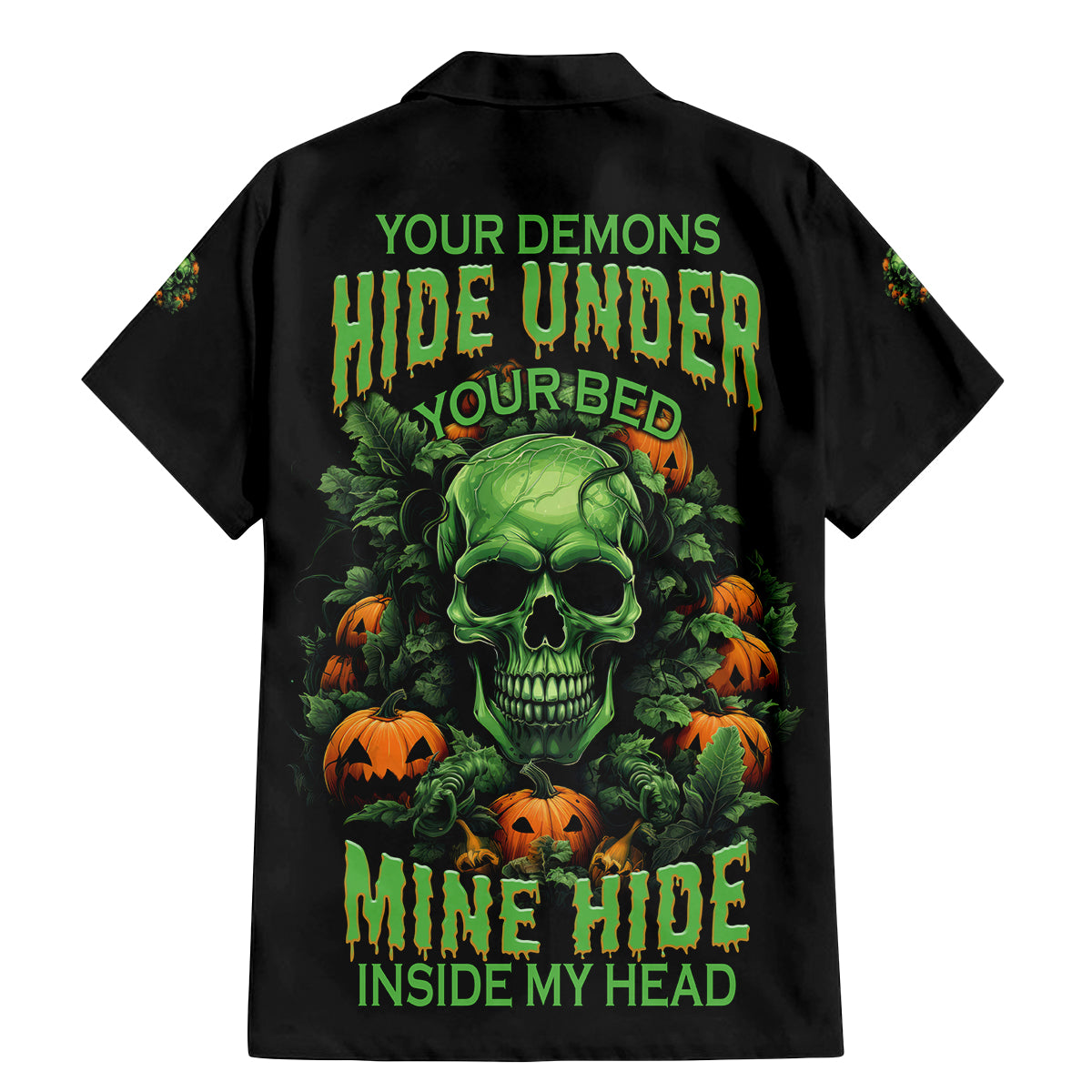 Your Demons Hide Under Your Bed Skull Halloween Family Matching Mermaid Dress and Hawaiian Shirt - Wonder Print Shop