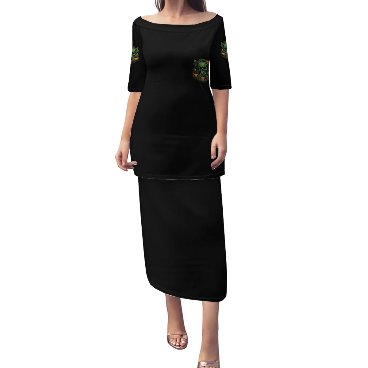 Your Demons Hide Under Your Bed Skull Halloween Family Matching Puletasi Dress and Hawaiian Shirt - Wonder Print Shop