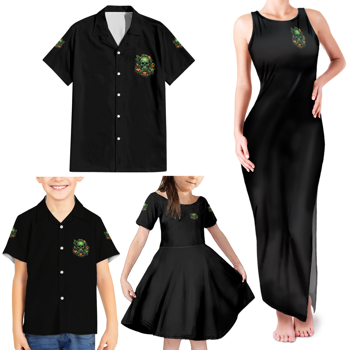Your Demons Hide Under Your Bed Skull Halloween Family Matching Tank Maxi Dress and Hawaiian Shirt - Wonder Print Shop