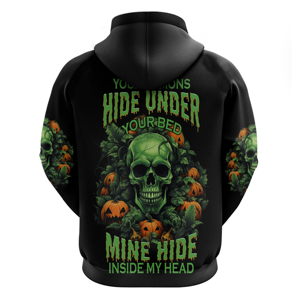 Your Demons Hide Under Your Bed Skull Halloween Hoodie - Wonder Print Shop