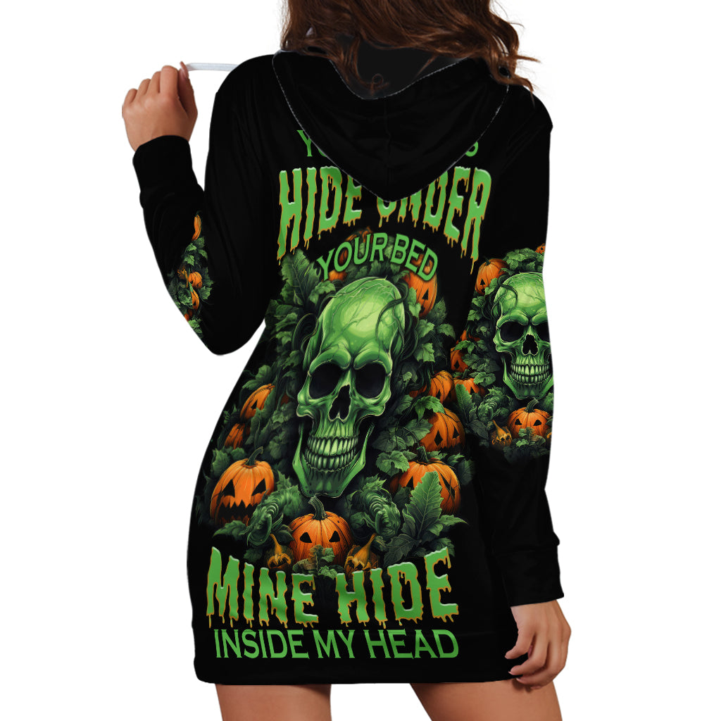 Your Demons Hide Under Your Bed Skull Halloween Hoodie Dress - Wonder Print Shop