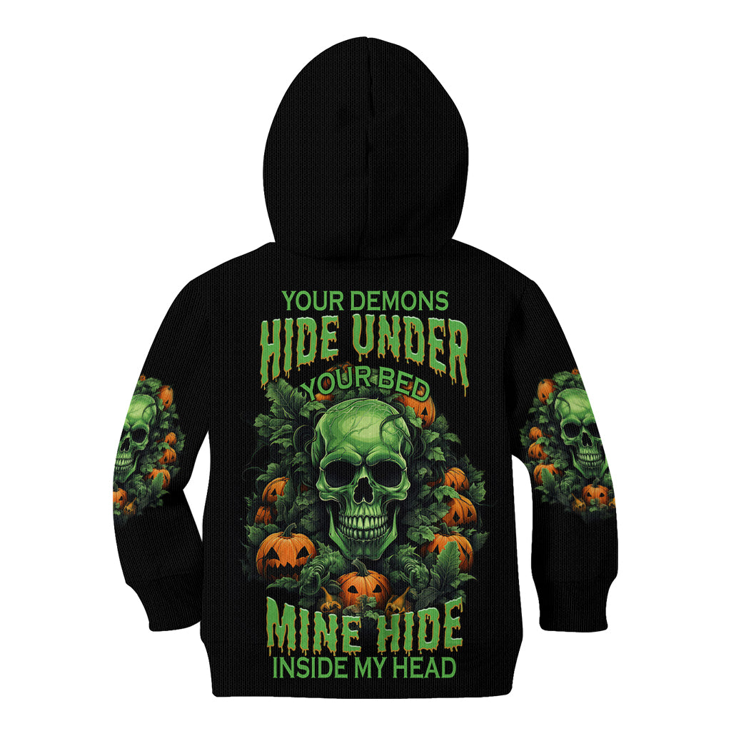 Your Demons Hide Under Your Bed Skull Halloween Kid Hoodie - Wonder Print Shop