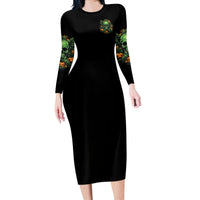 Your Demons Hide Under Your Bed Skull Halloween Long Sleeve Bodycon Dress - Wonder Print Shop