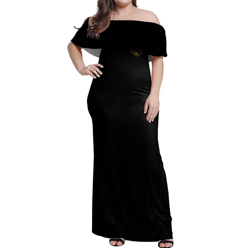 Your Demons Hide Under Your Bed Skull Halloween Off Shoulder Maxi Dress - Wonder Print Shop