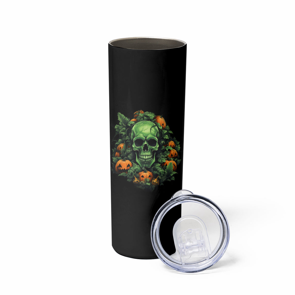 Your Demons Hide Under Your Bed Skull Halloween Skinny Tumbler - Wonder Print Shop