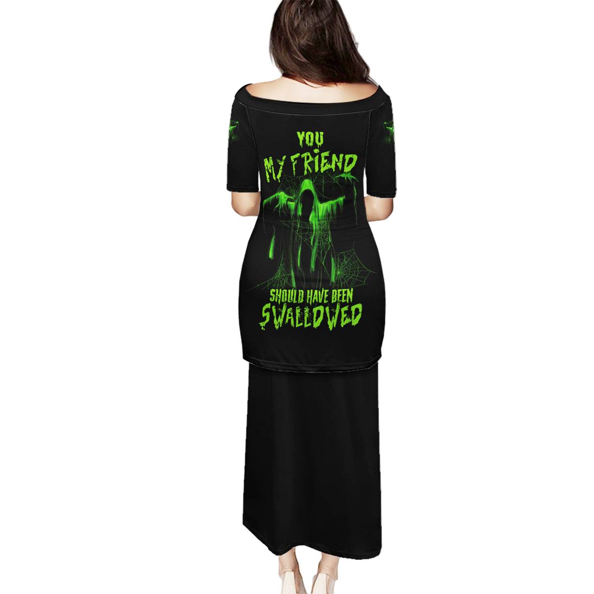 You My Friend Should Have Been Swallowed Halloween Family Matching Puletasi Dress and Hawaiian Shirt - Wonder Print Shop