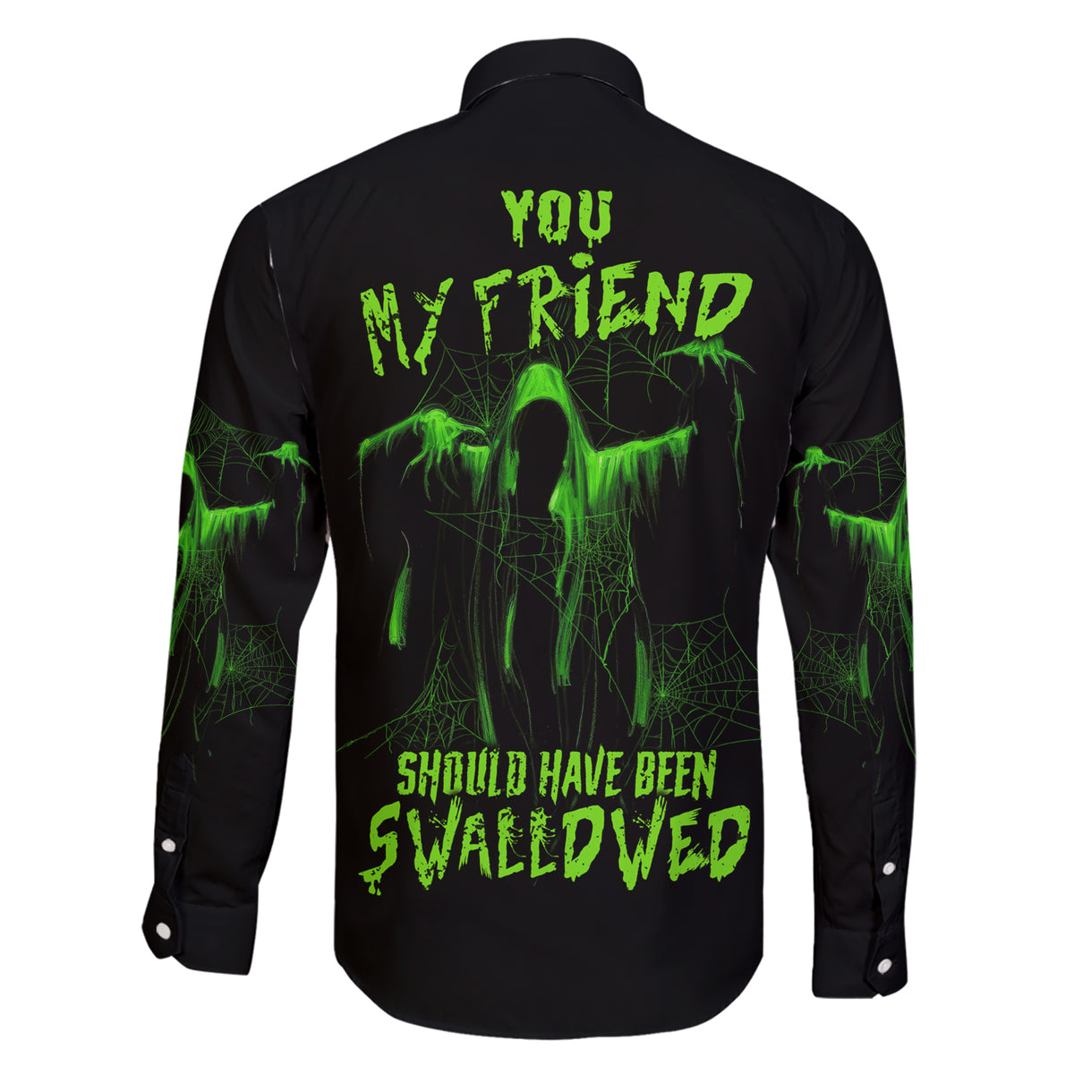 You My Friend Should Have Been Swallowed Halloween Family Matching Short Sleeve Bodycon Dress and Hawaiian Shirt - Wonder Print Shop