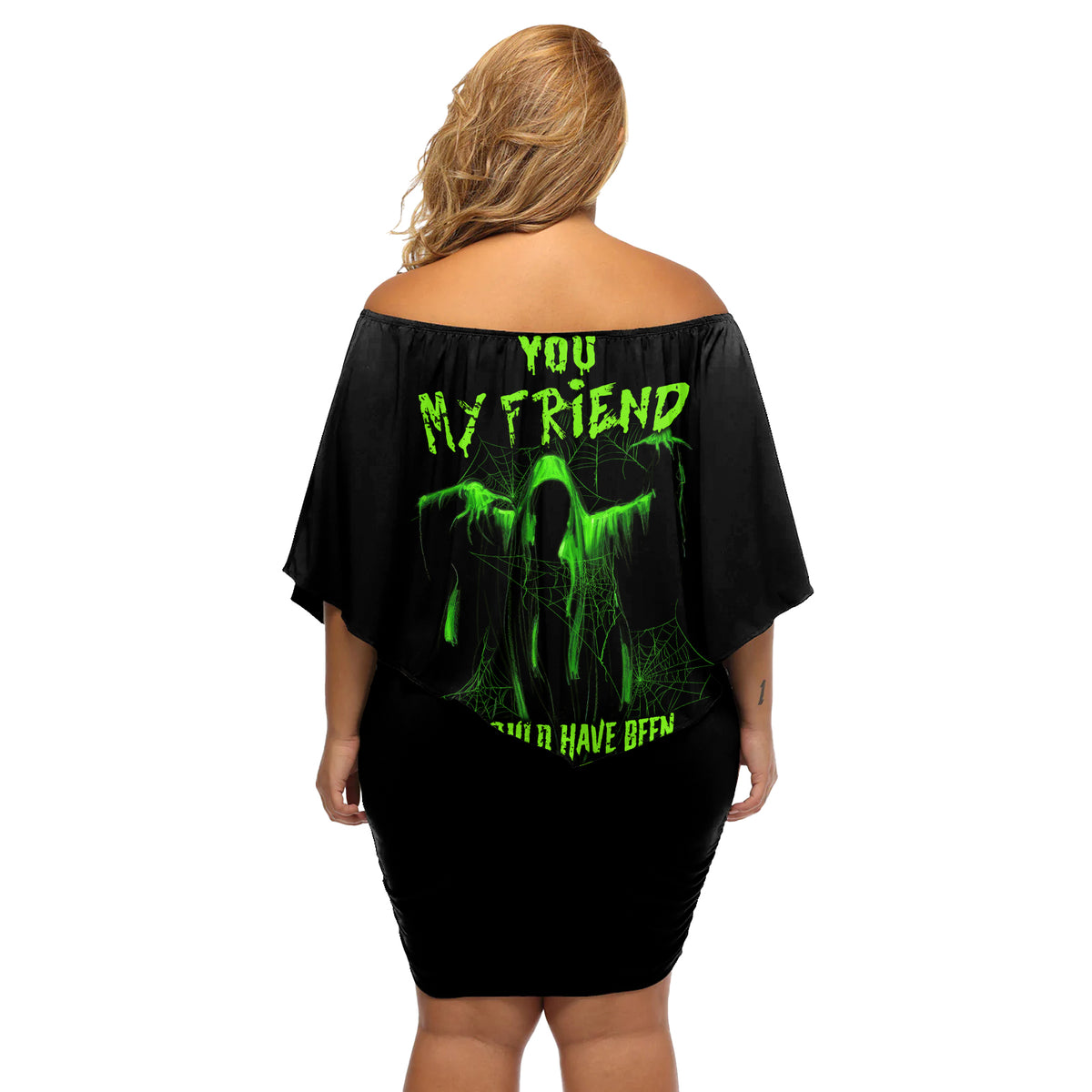 You My Friend Should Have Been Swallowed Halloween Off Shoulder Short Dress - Wonder Print Shop