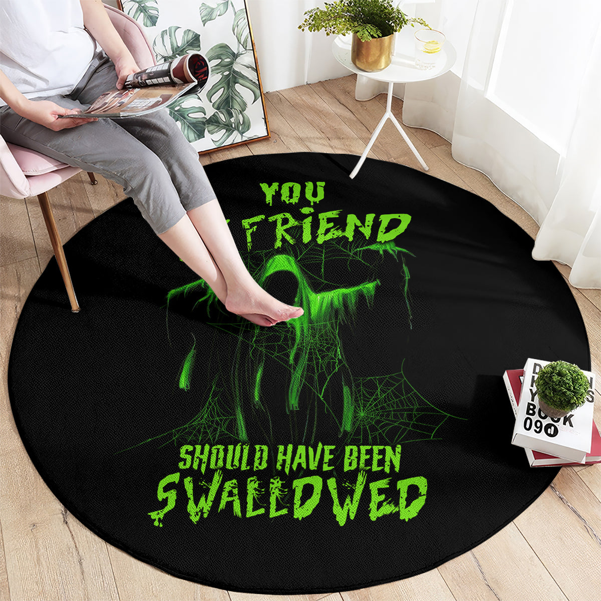 you-my-friend-should-have-been-swallowed-halloween-round-carpet