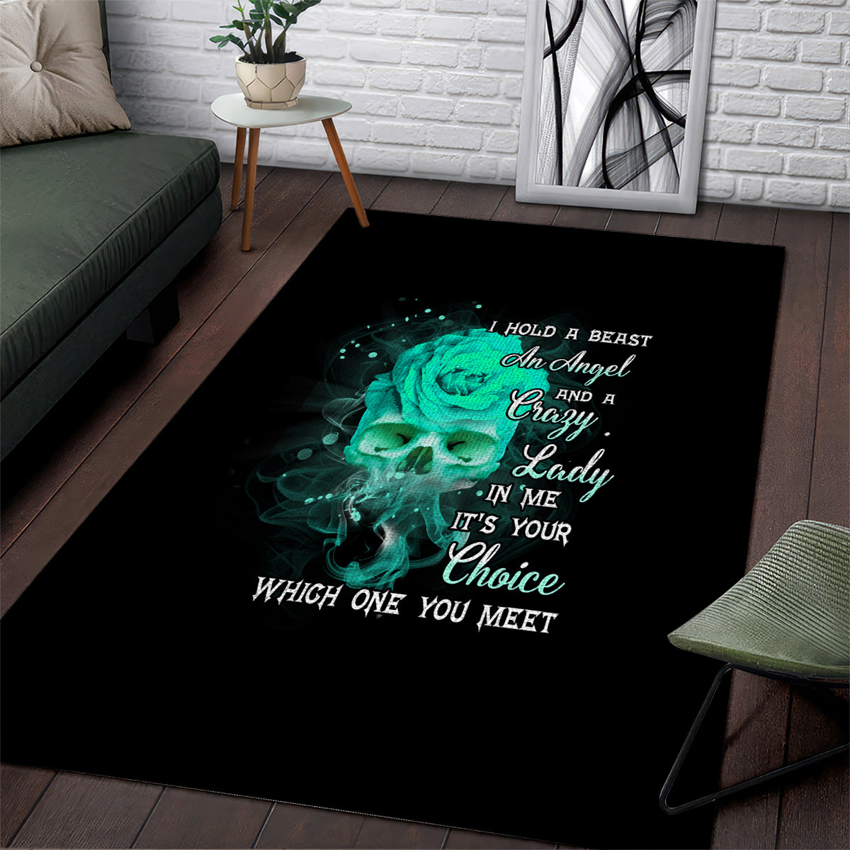 I Hold A Beast An Angel Crazy Lady In Me Area Rug - Wonder Print Shop
