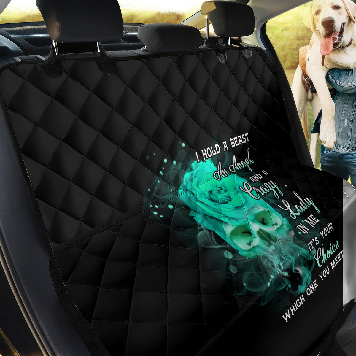 I Hold A Beast An Angel Crazy Lady In Me Back Car Seat Cover - Wonder Print Shop