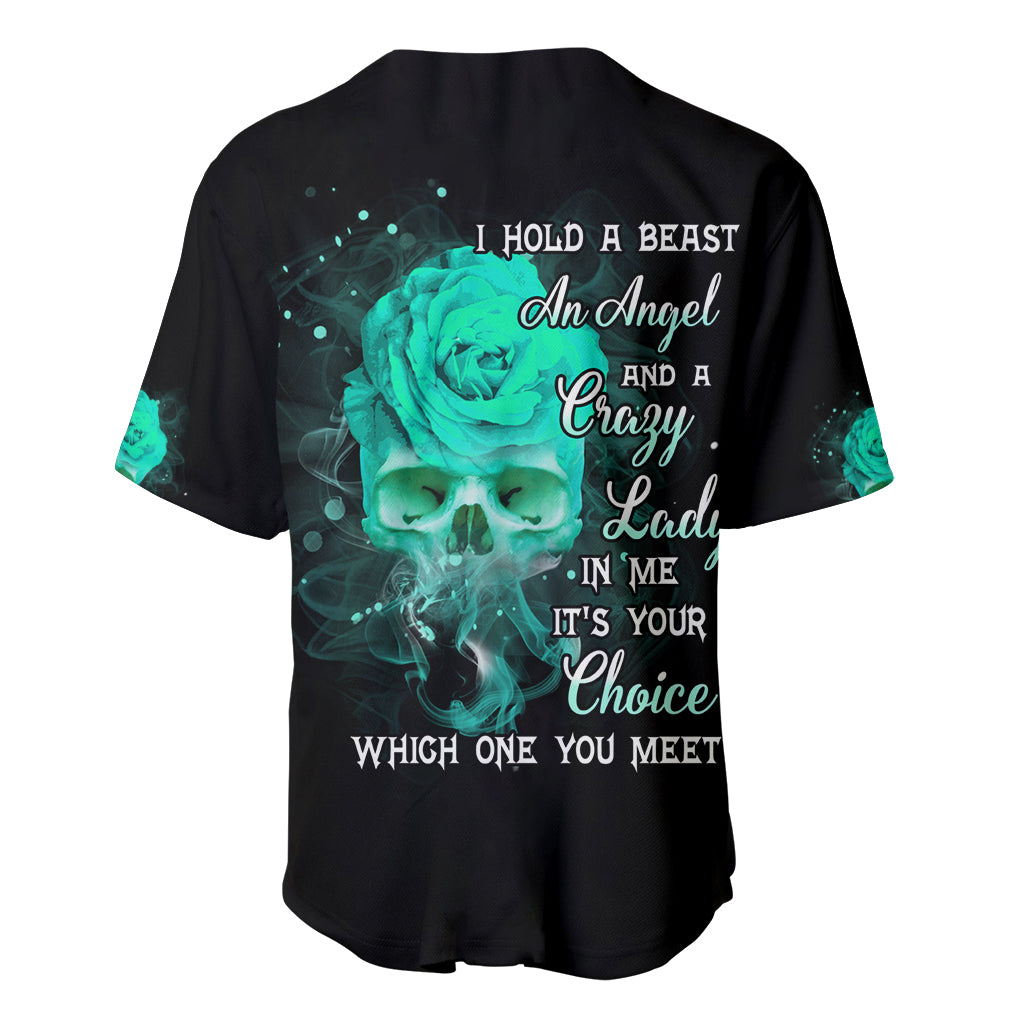I Hold A Beast An Angel Crazy Lady In Me Baseball Jersey - Wonder Print Shop