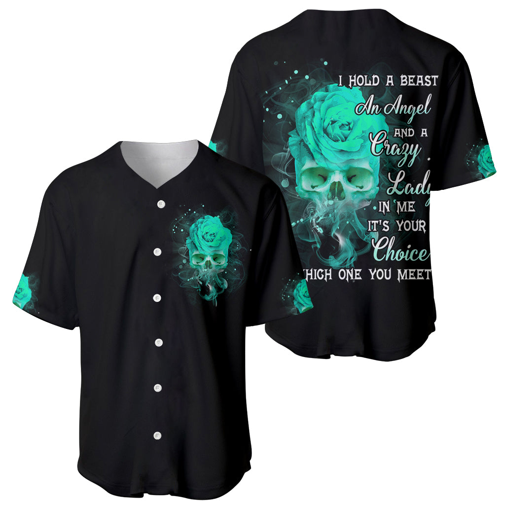 I Hold A Beast An Angel Crazy Lady In Me Baseball Jersey - Wonder Print Shop