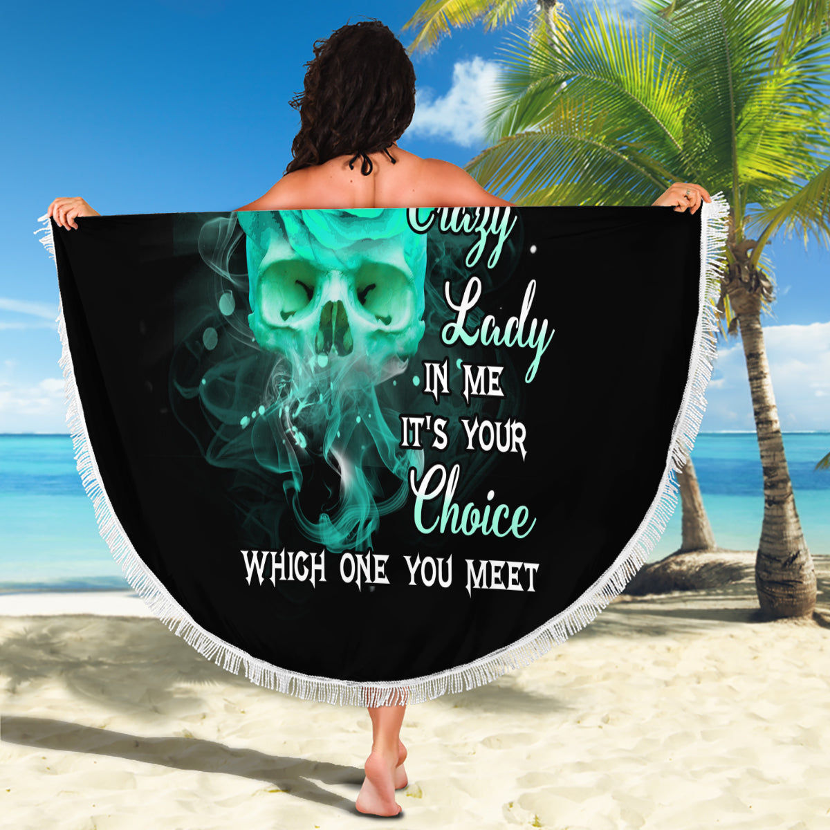 I Hold A Beast An Angel Crazy Lady In Me Beach Blanket - Wonder Print Shop