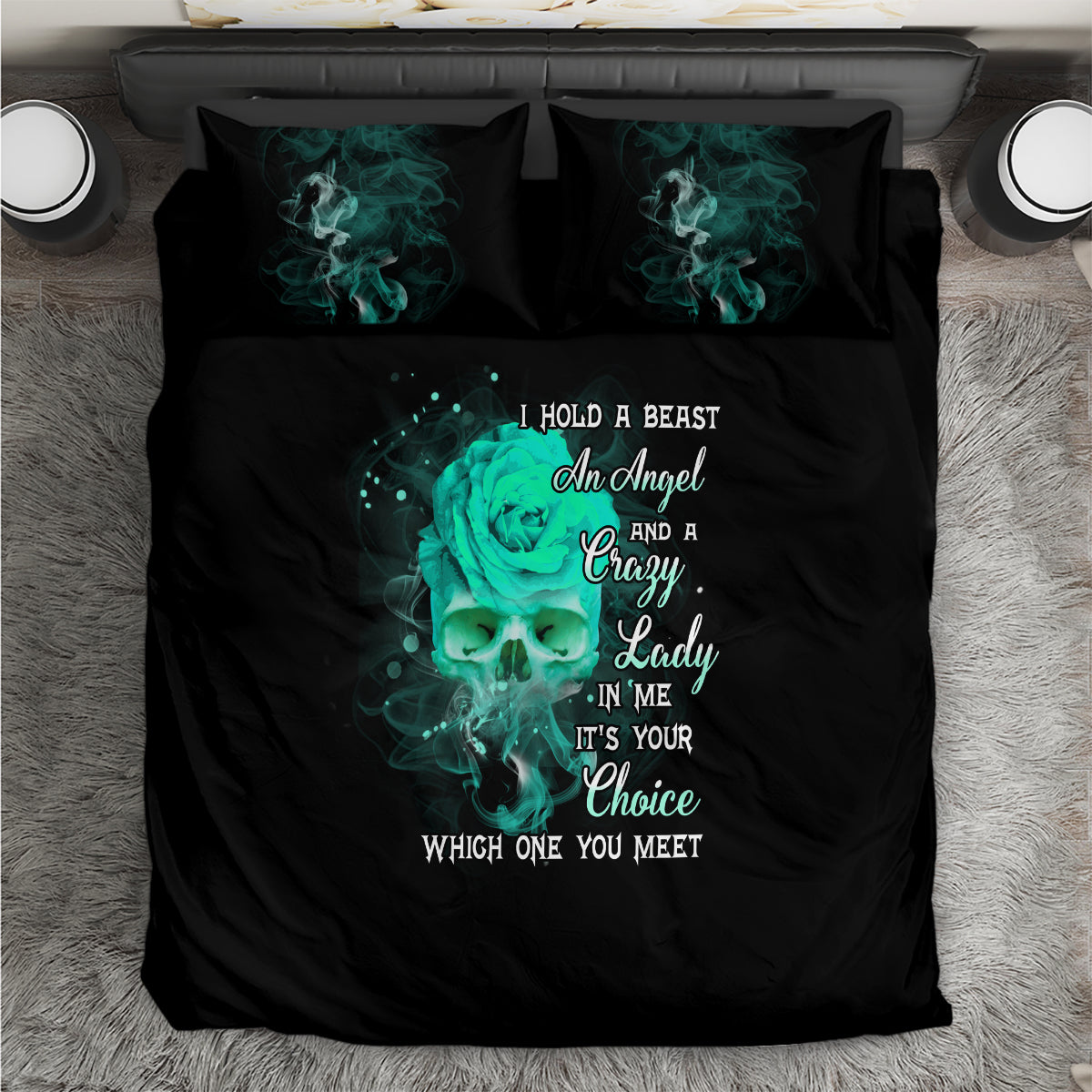 I Hold A Beast An Angel Crazy Lady In Me Bedding Set - Wonder Print Shop