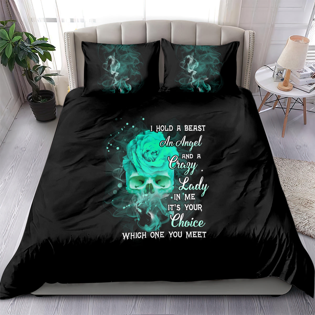 I Hold A Beast An Angel Crazy Lady In Me Bedding Set - Wonder Print Shop