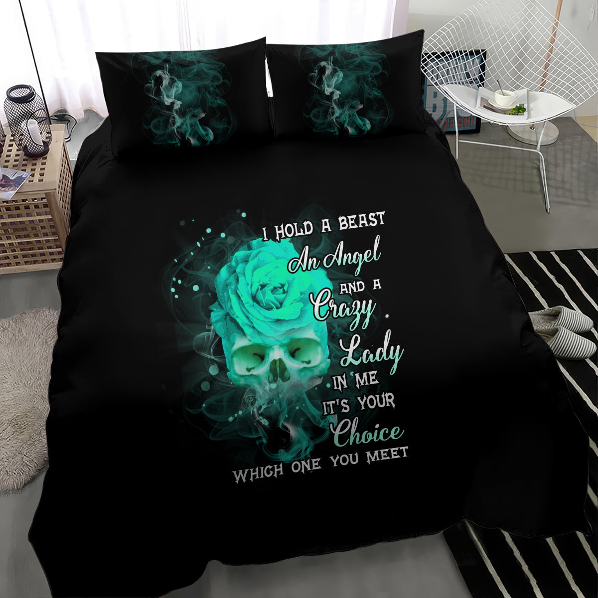 I Hold A Beast An Angel Crazy Lady In Me Bedding Set - Wonder Print Shop