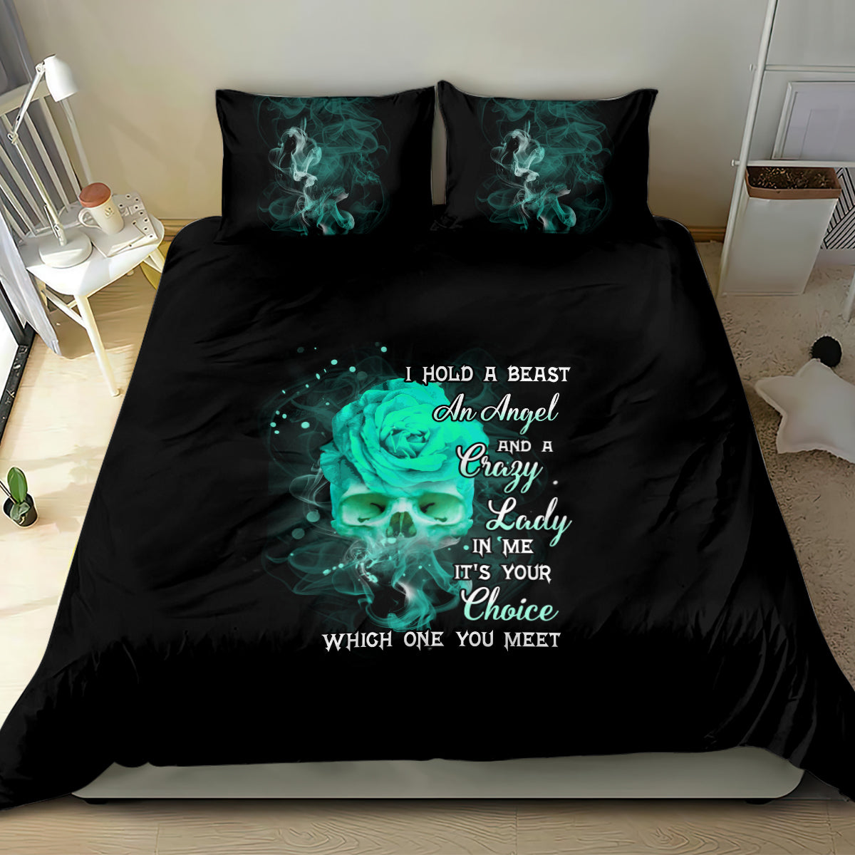 I Hold A Beast An Angel Crazy Lady In Me Bedding Set - Wonder Print Shop