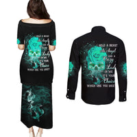 I Hold A Beast An Angel Crazy Lady In Me Couples Matching Puletasi Dress and Long Sleeve Button Shirt - Wonder Print Shop