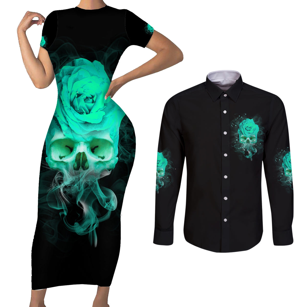 I Hold A Beast An Angel Crazy Lady In Me Couples Matching Short Sleeve Bodycon Dress and Long Sleeve Button Shirt - Wonder Print Shop