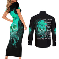 I Hold A Beast An Angel Crazy Lady In Me Couples Matching Short Sleeve Bodycon Dress and Long Sleeve Button Shirt - Wonder Print Shop