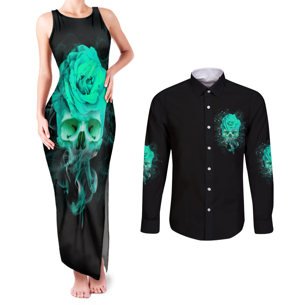 I Hold A Beast An Angel Crazy Lady In Me Couples Matching Tank Maxi Dress and Long Sleeve Button Shirt - Wonder Print Shop