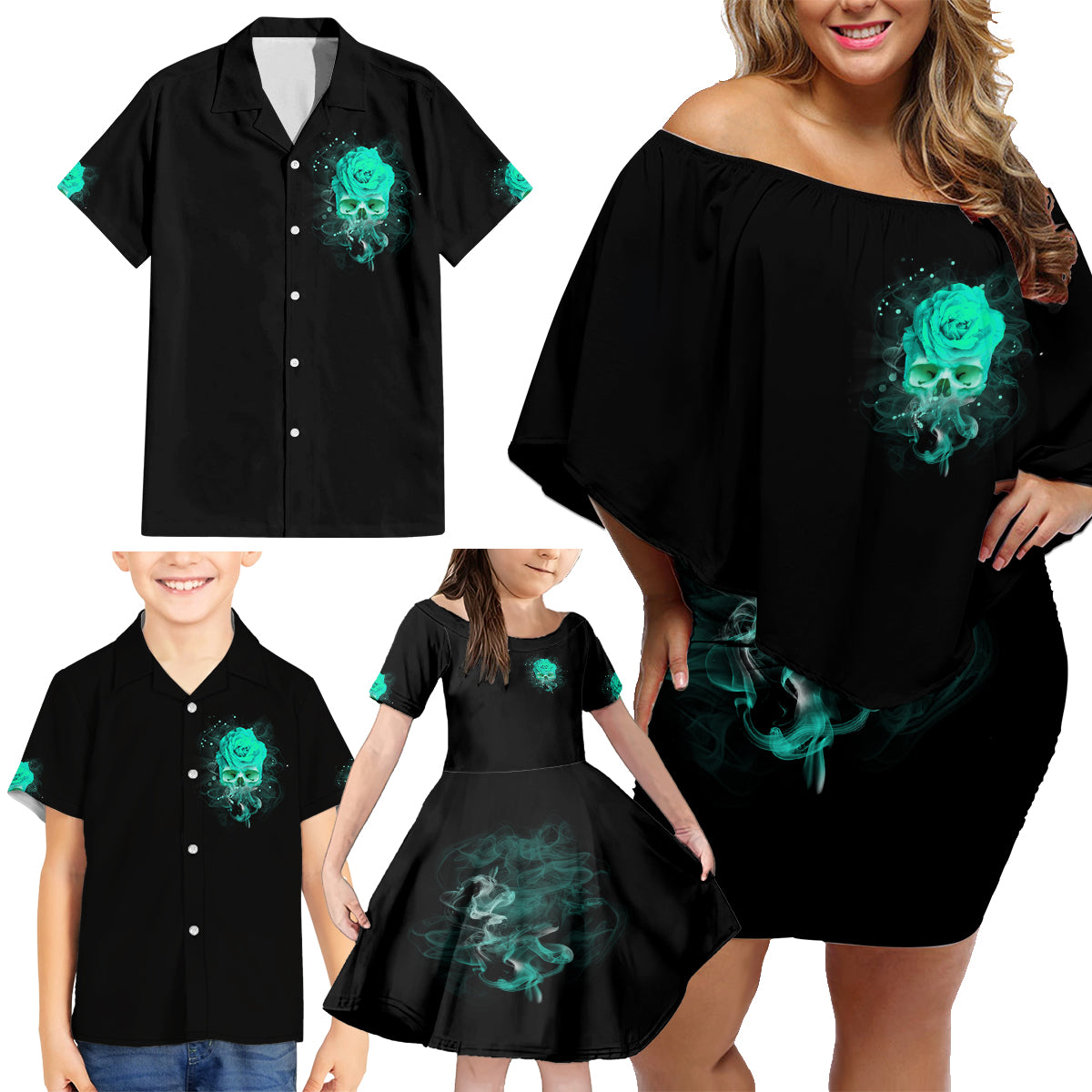 I Hold A Beast An Angel Crazy Lady In Me Family Matching Off Shoulder Short Dress and Hawaiian Shirt - Wonder Print Shop