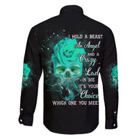 I Hold A Beast An Angel Crazy Lady In Me Family Matching Short Sleeve Bodycon Dress and Hawaiian Shirt - Wonder Print Shop