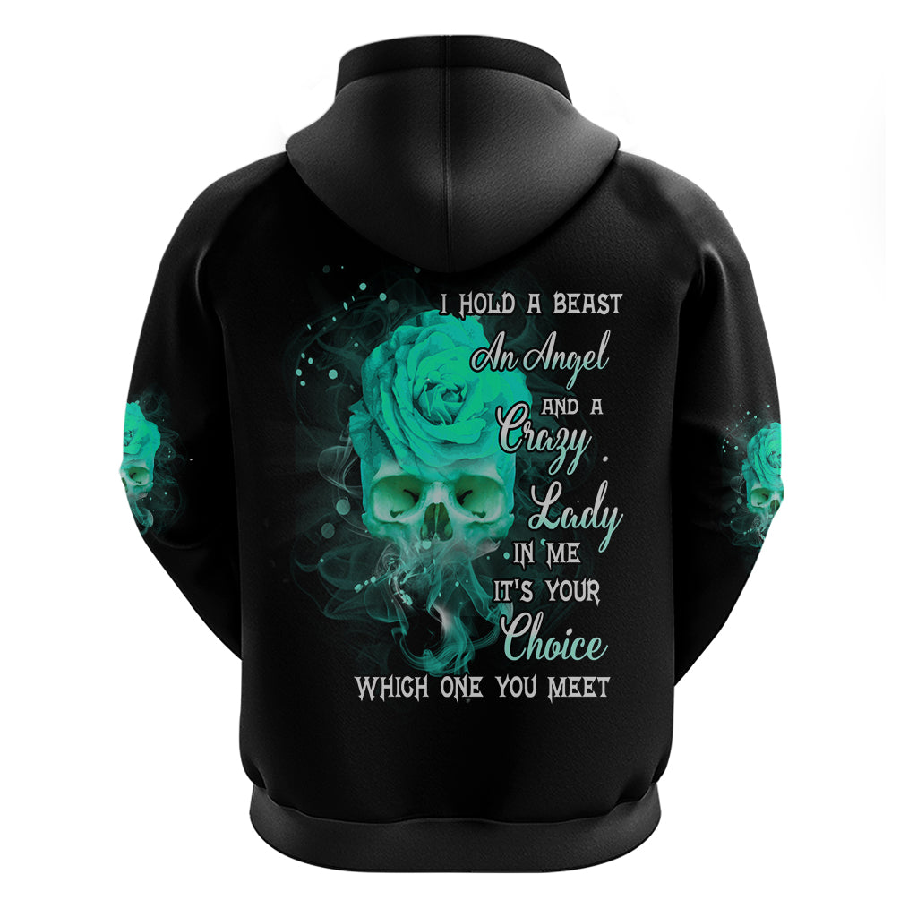 I Hold A Beast An Angel Crazy Lady In Me Hoodie - Wonder Print Shop