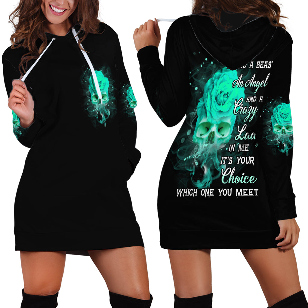 I Hold A Beast An Angel Crazy Lady In Me Hoodie Dress - Wonder Print Shop