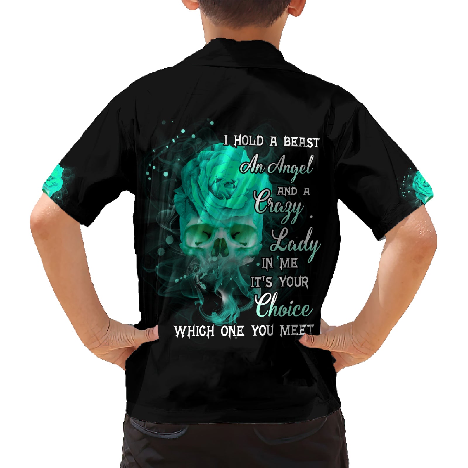 I Hold A Beast An Angel Crazy Lady In Me Kid Hawaiian Shirt - Wonder Print Shop