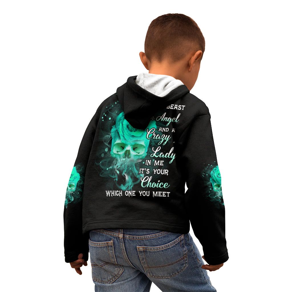 I Hold A Beast An Angel Crazy Lady In Me Kid Hoodie - Wonder Print Shop