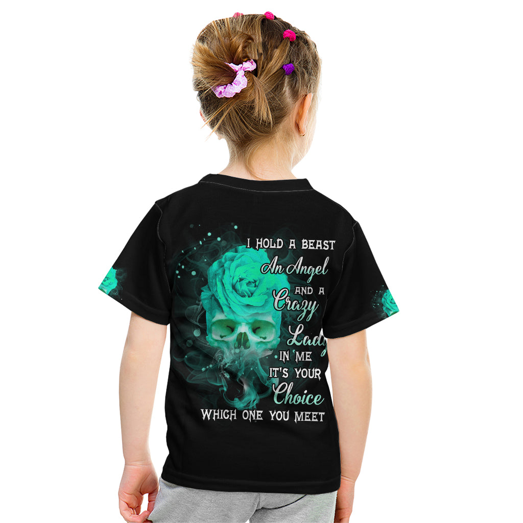 I Hold A Beast An Angel Crazy Lady In Me Kid T Shirt - Wonder Print Shop