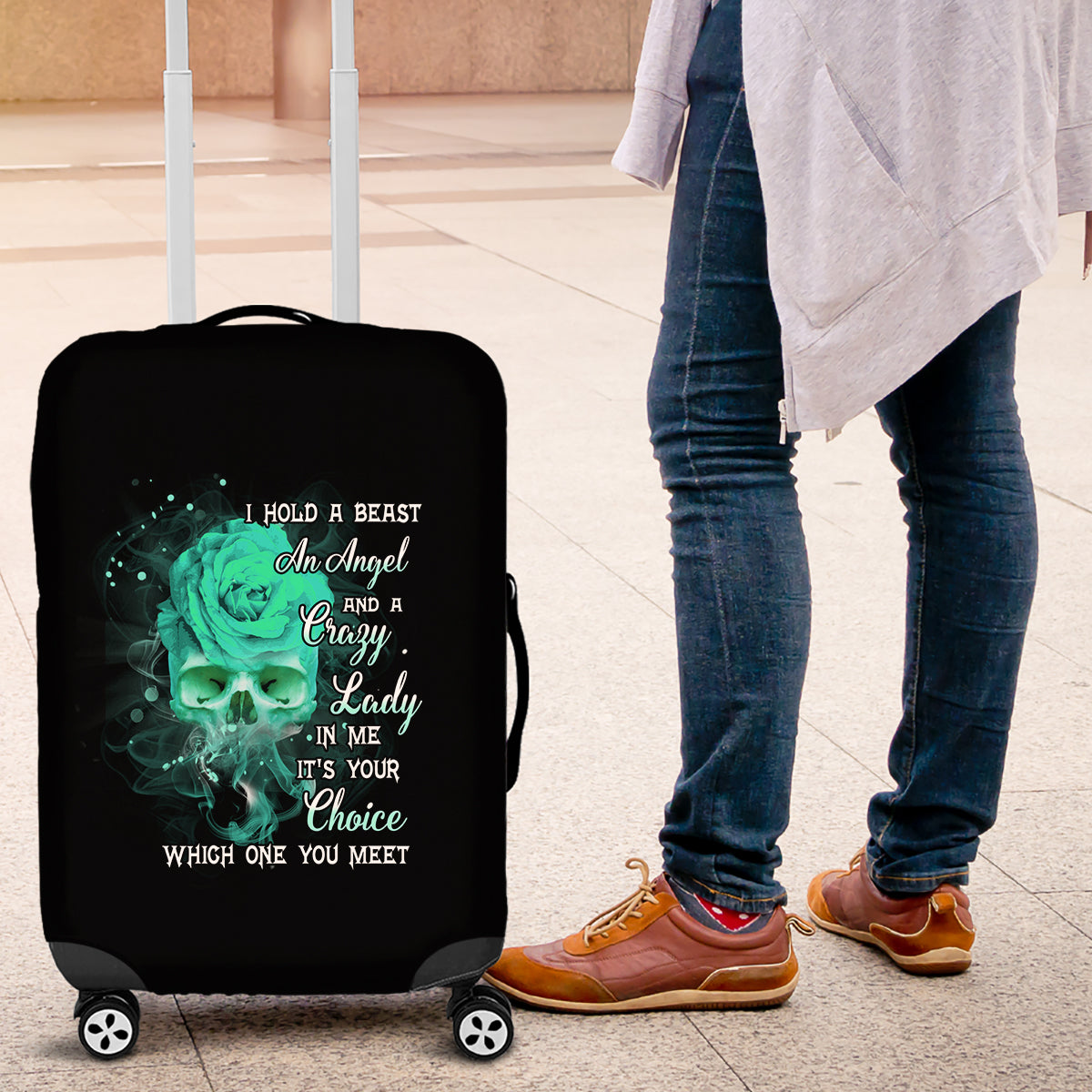 I Hold A Beast An Angel Crazy Lady In Me Luggage Cover - Wonder Print Shop
