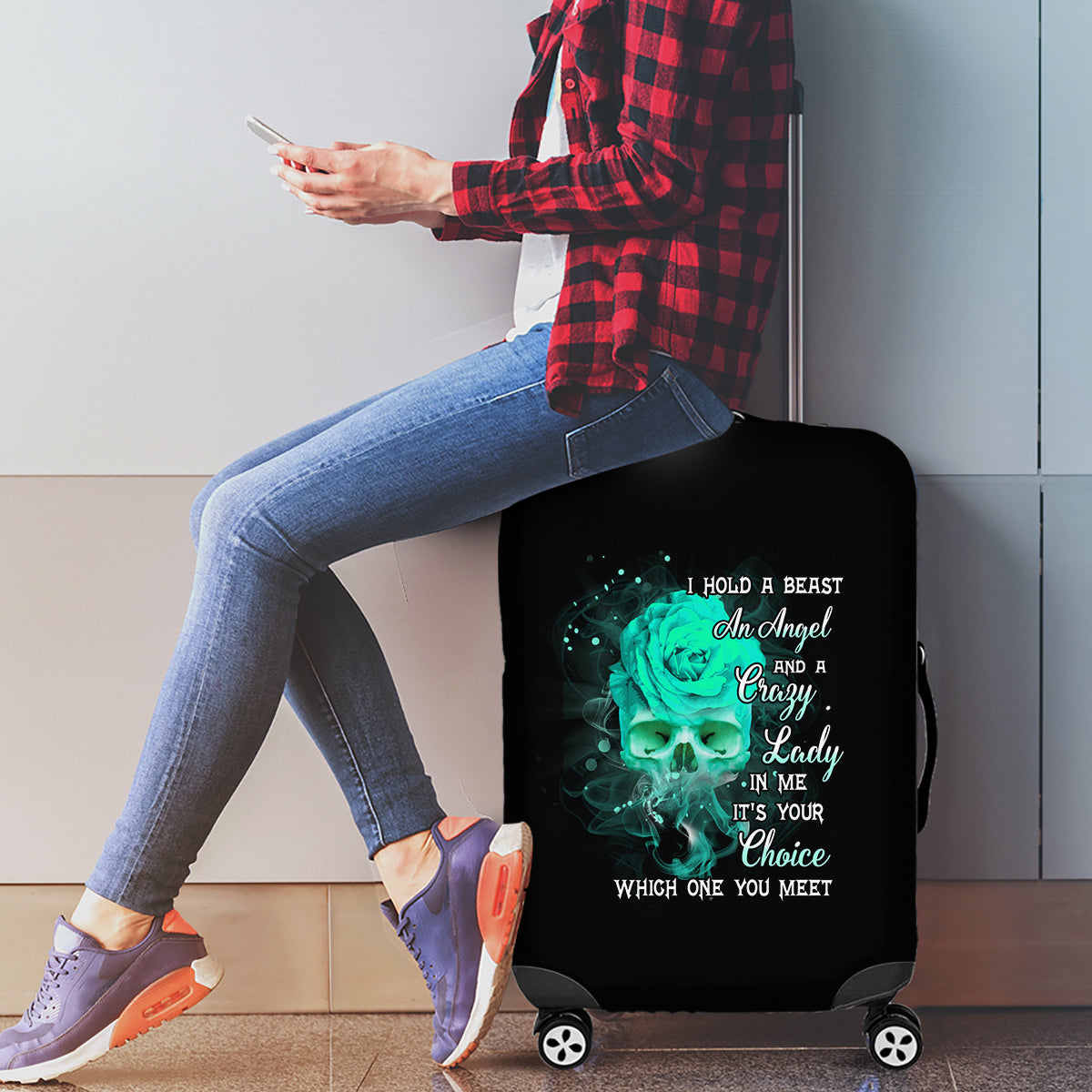 I Hold A Beast An Angel Crazy Lady In Me Luggage Cover - Wonder Print Shop