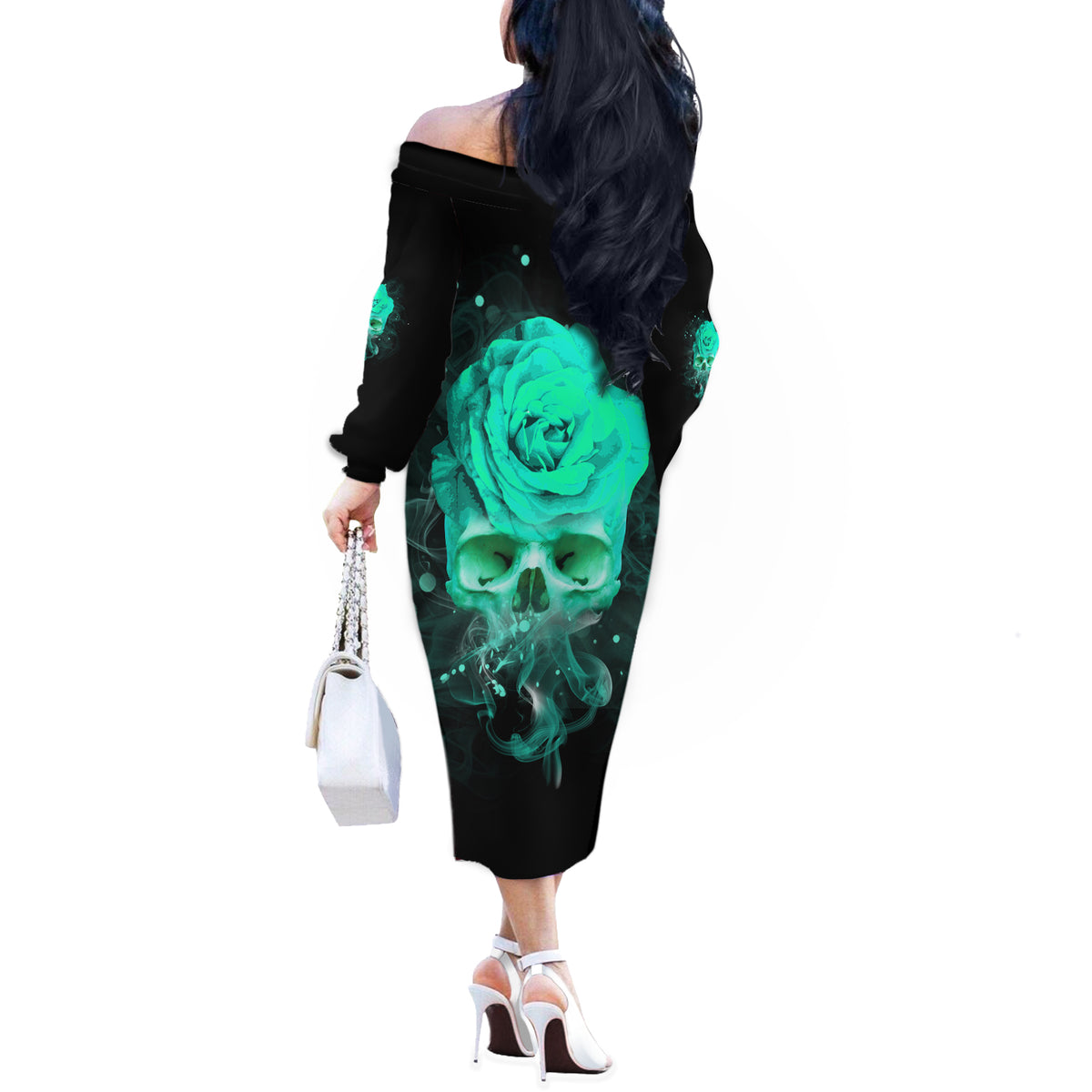 I Hold A Beast An Angel Crazy Lady In Me Off The Shoulder Long Sleeve Dress - Wonder Print Shop