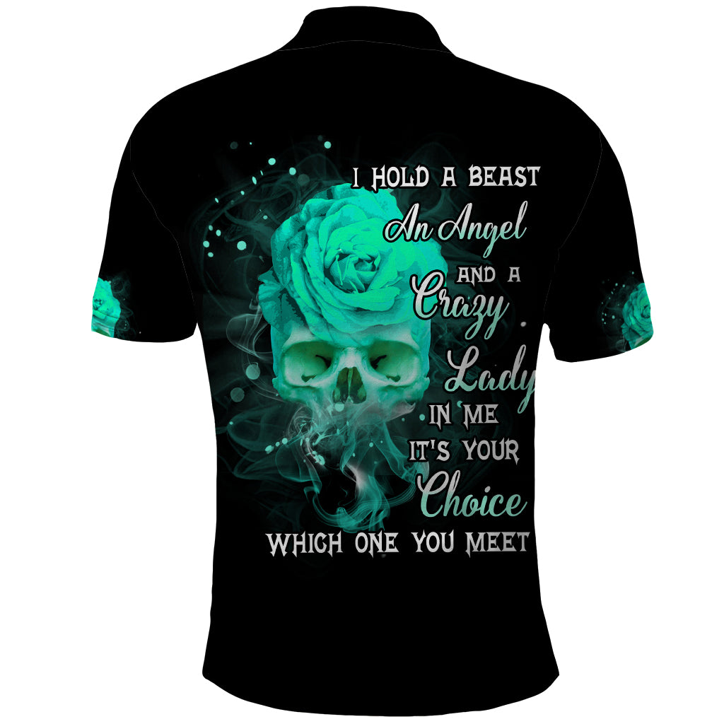 I Hold A Beast An Angel Crazy Lady In Me Polo Shirt - Wonder Print Shop
